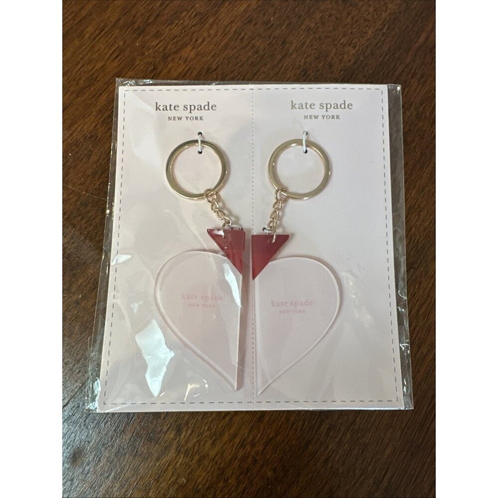 KATE SPADE KEYCHAIN TAKE HEART BEST FRIENDS LOVE SHACK 2 KEY FOBS SPLIT GIFT NEW